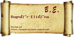 Bognár Eliána névjegykártya